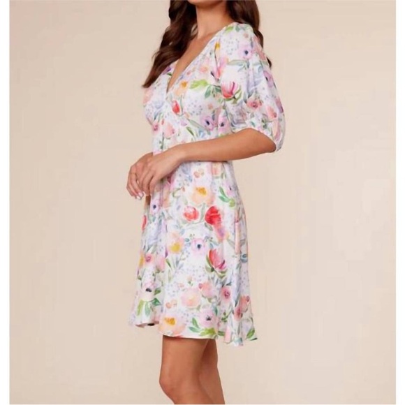 LUCY PARIS women’s azalea mini dress in white floral Linen size M NWT - Picture 7 of 15